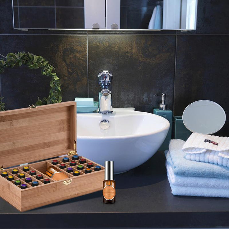 Bamboo And Wood Material 25 Grid Essential Oil Storage Box