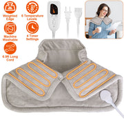 22.4 X 16.3 Inch Large Neck And Shoulder Weight Heating Pad Electric Heating Rapid Heating Pad Neck Wrap Cushion For Pain Relief With 6 Temperature Settings 4 Timer Modes Machine Washable