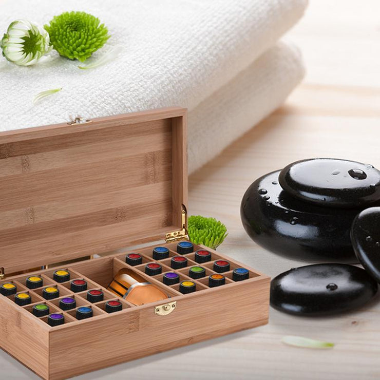 Bamboo And Wood Material 25 Grid Essential Oil Storage Box