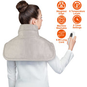 22.4 X 16.3 Inch Large Neck And Shoulder Weight Heating Pad Electric Heating Rapid Heating Pad Neck Wrap Cushion For Pain Relief With 6 Temperature Settings 4 Timer Modes Machine Washable